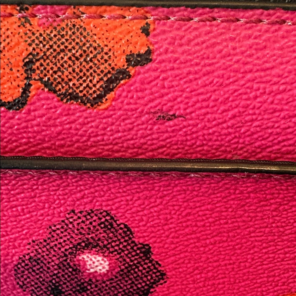 Coach long wallet  Zip-Around Wallet hot pink floral/white black orange coated c - Picture 6 of 16